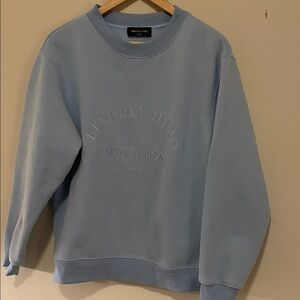 White Fox Boutique Light Blue Beverly Hills Embroidered Crewneck Sweater